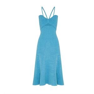 Anna Quan Galina Blue Halter Cut Out Rib Knit Midi Dress Size AU 8 US 4